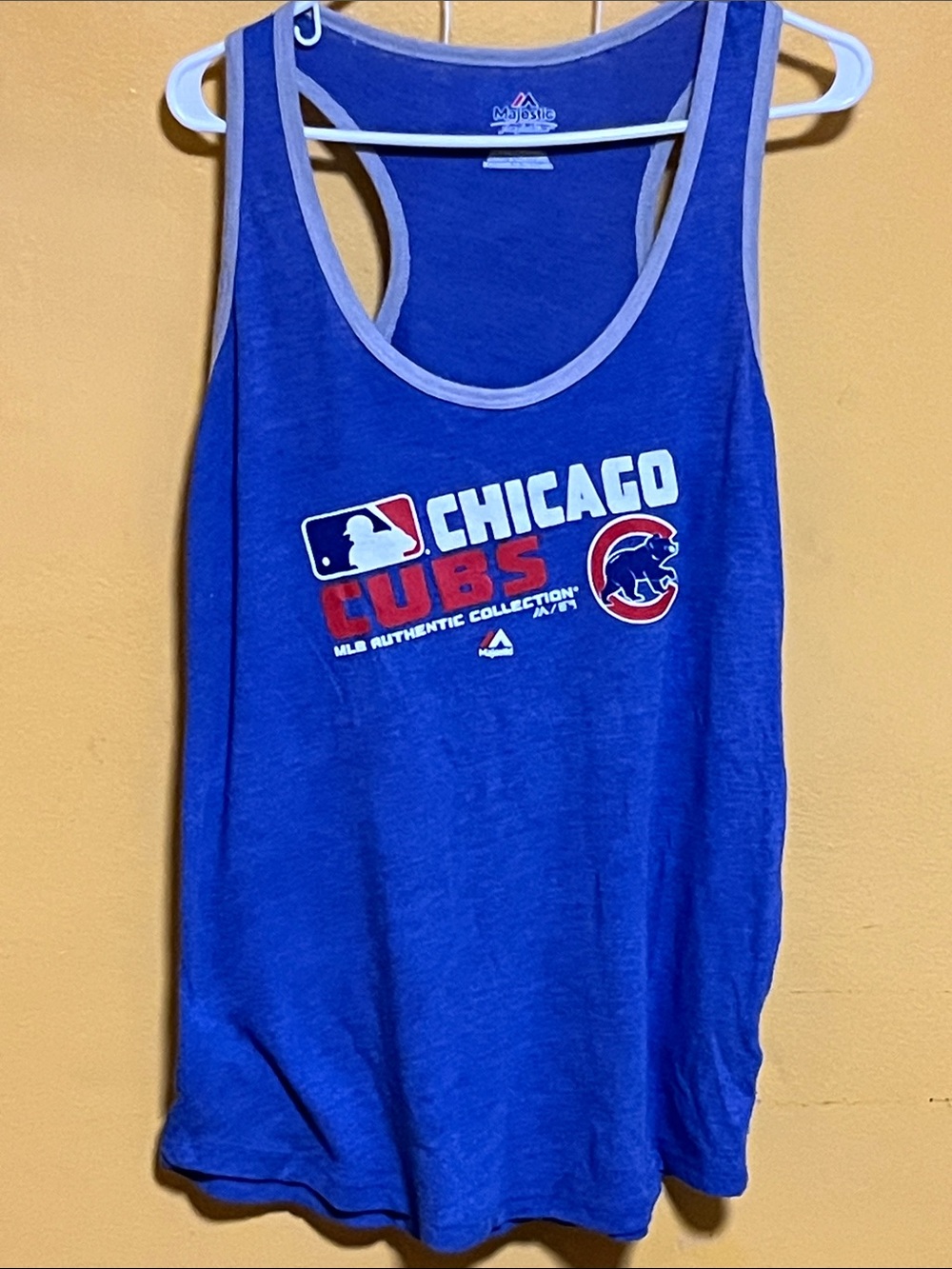 Majestic Chicago Cubs Blue Tank Top with Red & White Logo